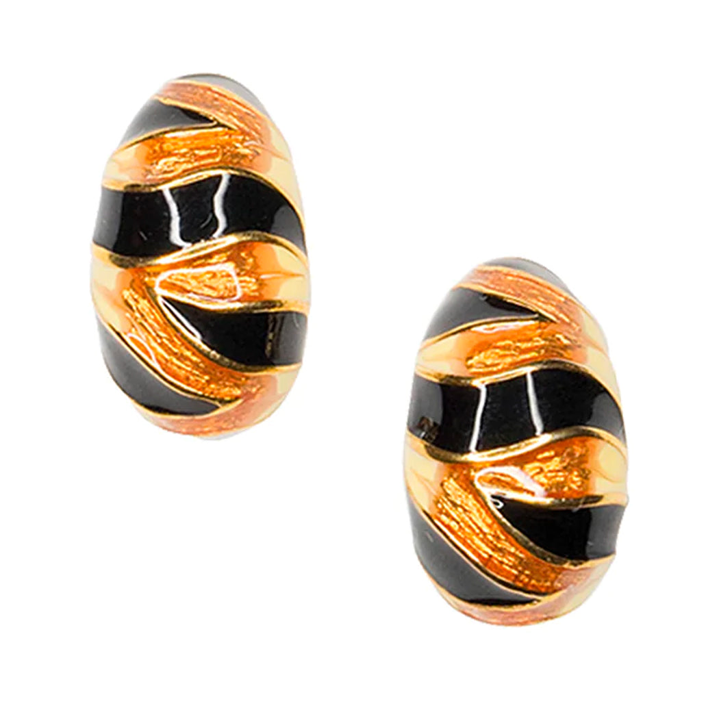 Tiger Print Half Hoop Clip Earring