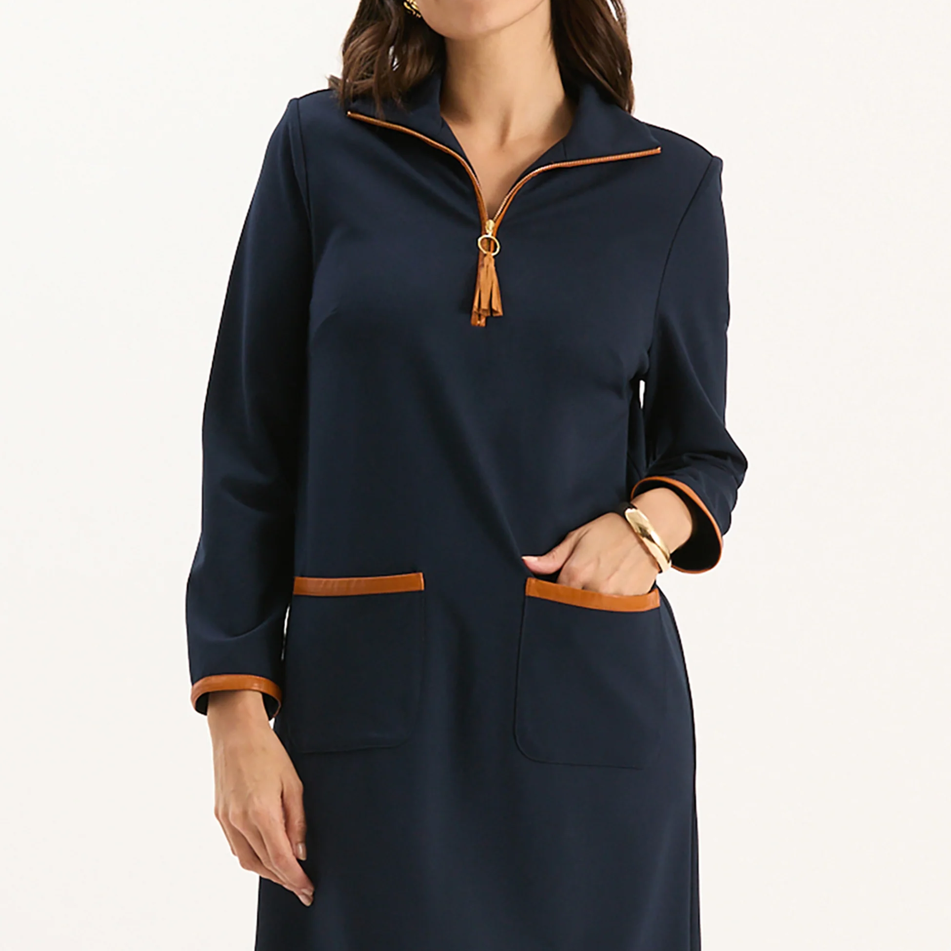 Helena Ponte Trimmed Dress