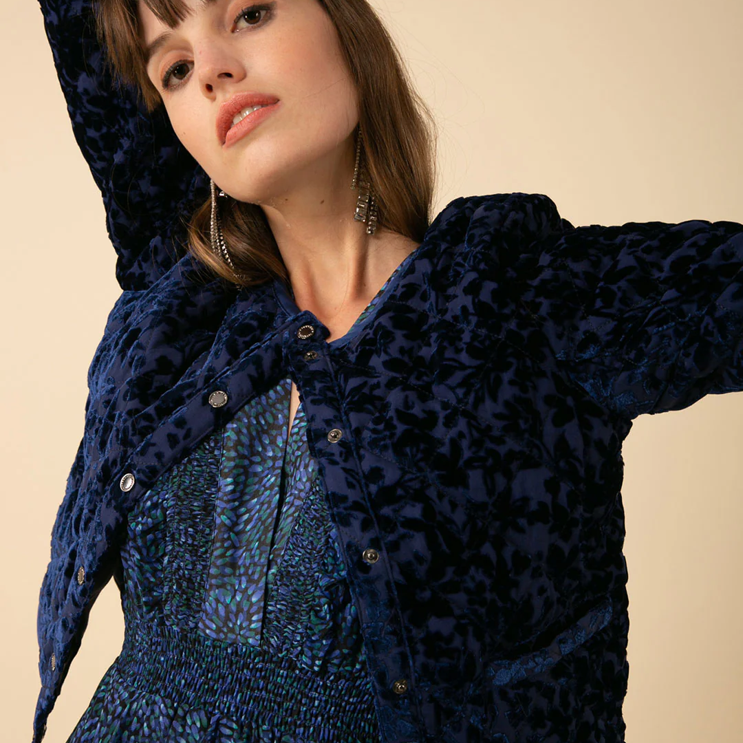 Constance Solid Quilted Velvet Burnout Top