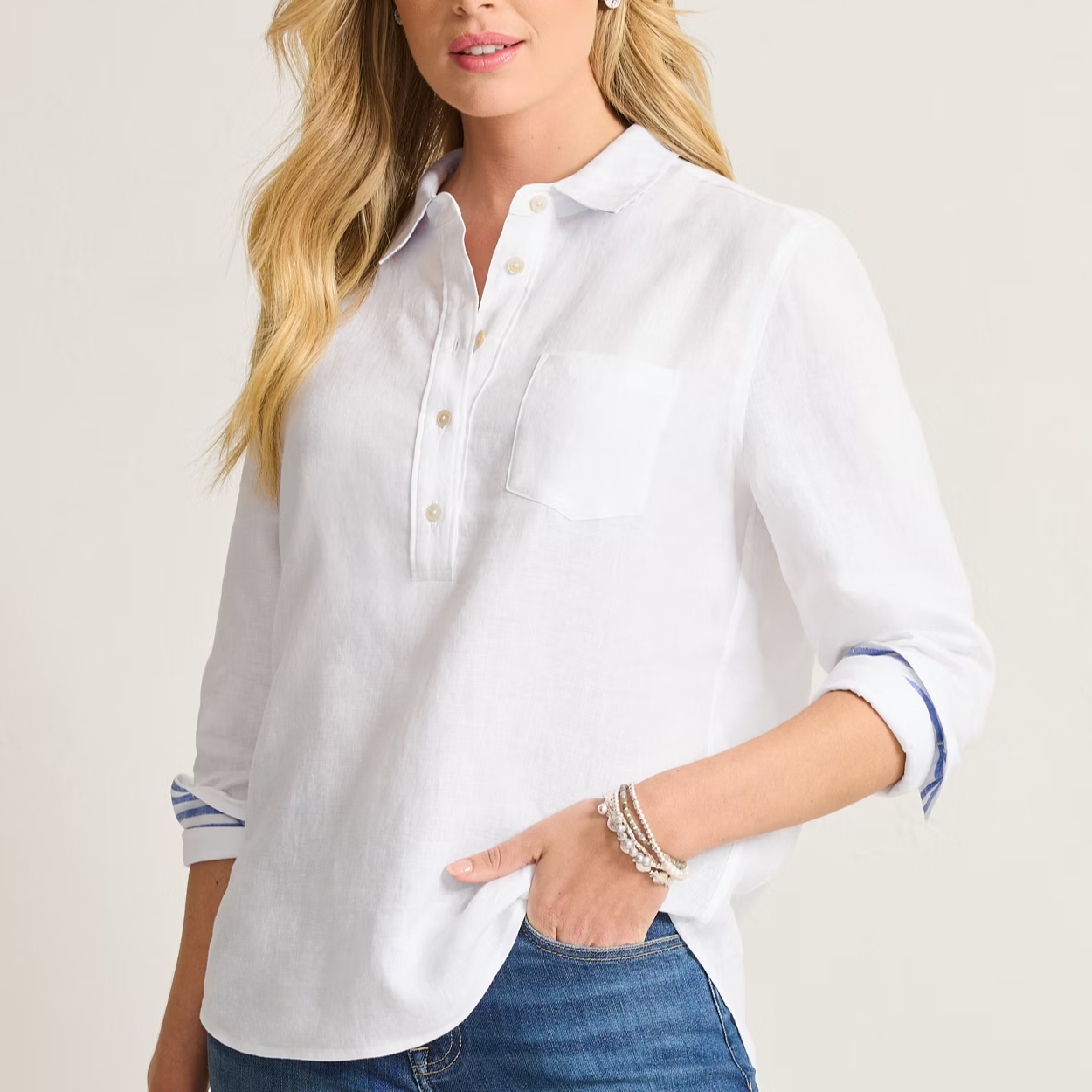 Coastalina Linen Popover Shirt