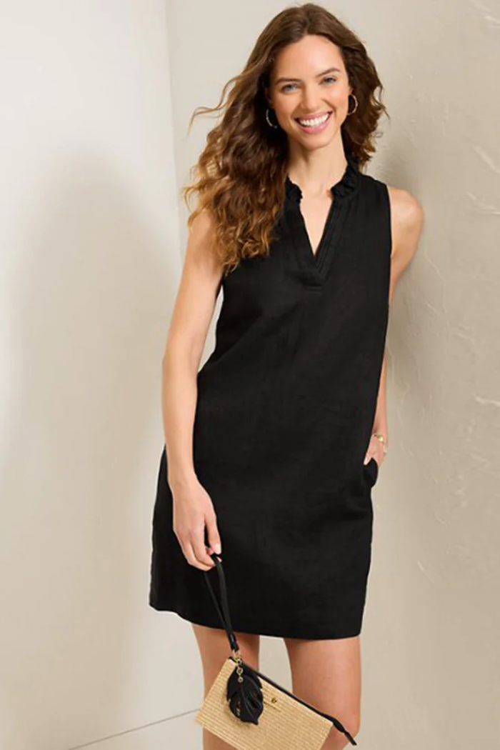 two palms ruffle linen dress TOMMY BAHAMA $135 Two Palms Green Stripes Ruffle Linen Shift Dress Size Xs