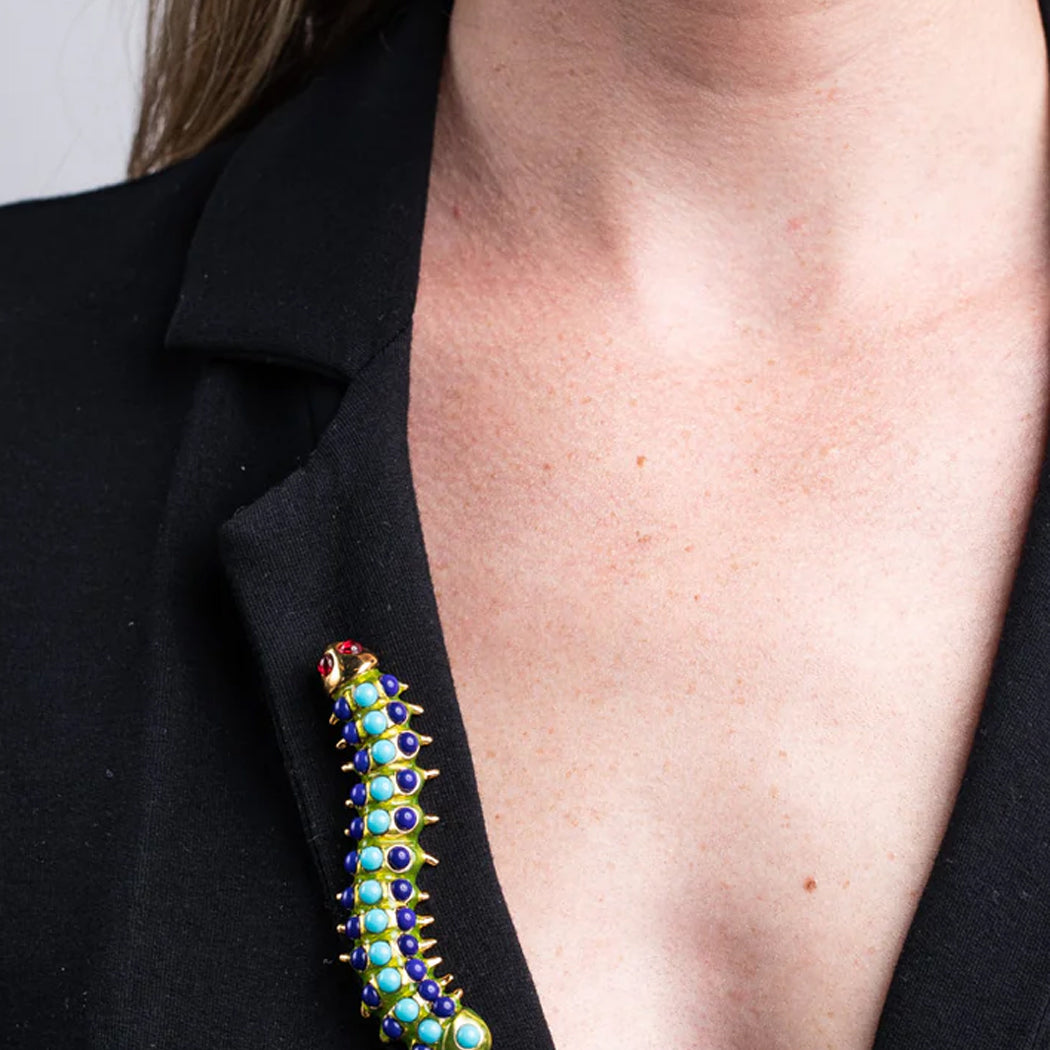 Cabochon Caterpillar Pin