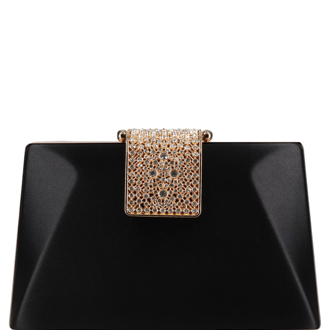 Amira Satin Faceted Trapezoid Minaudiere