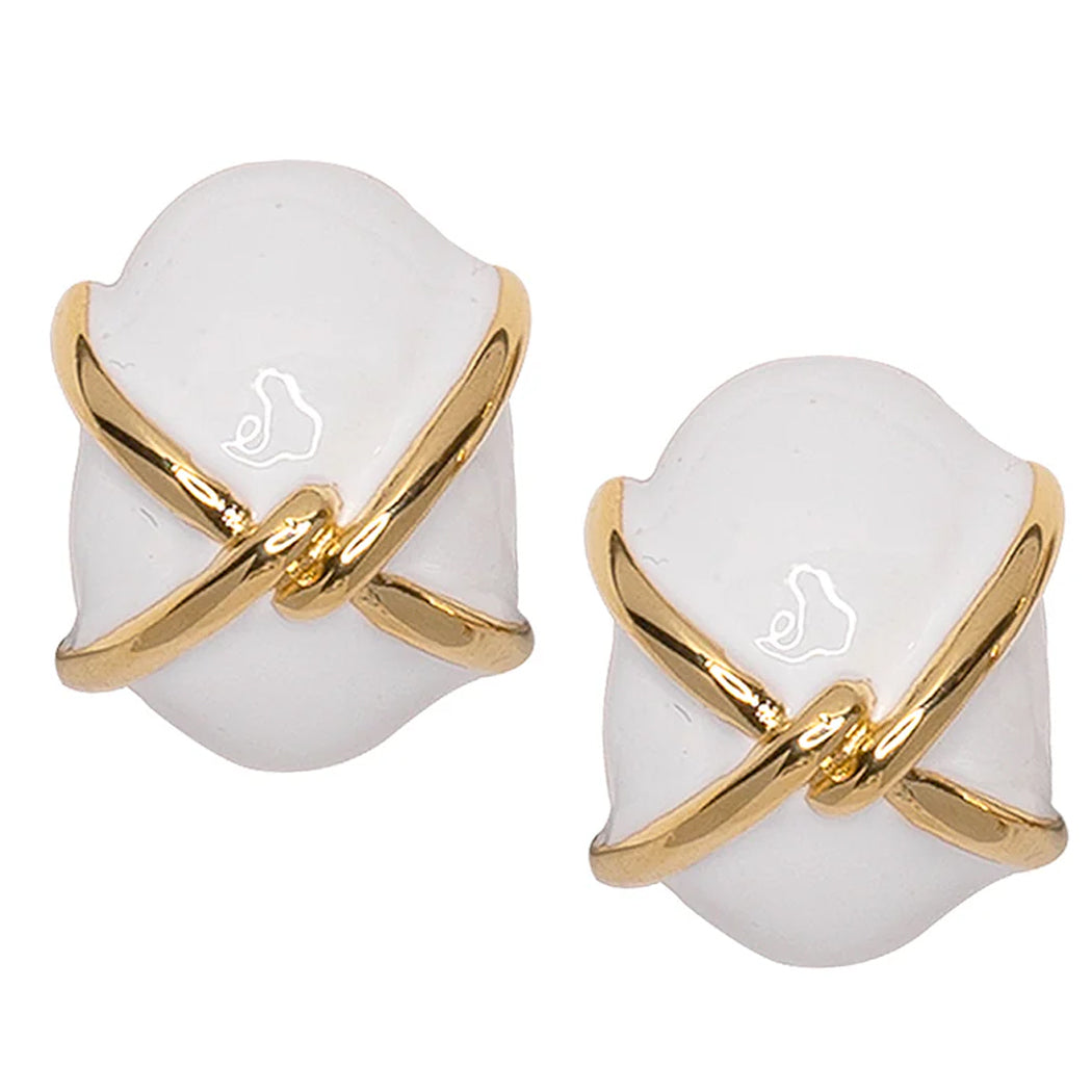 X Button Clip Earrings