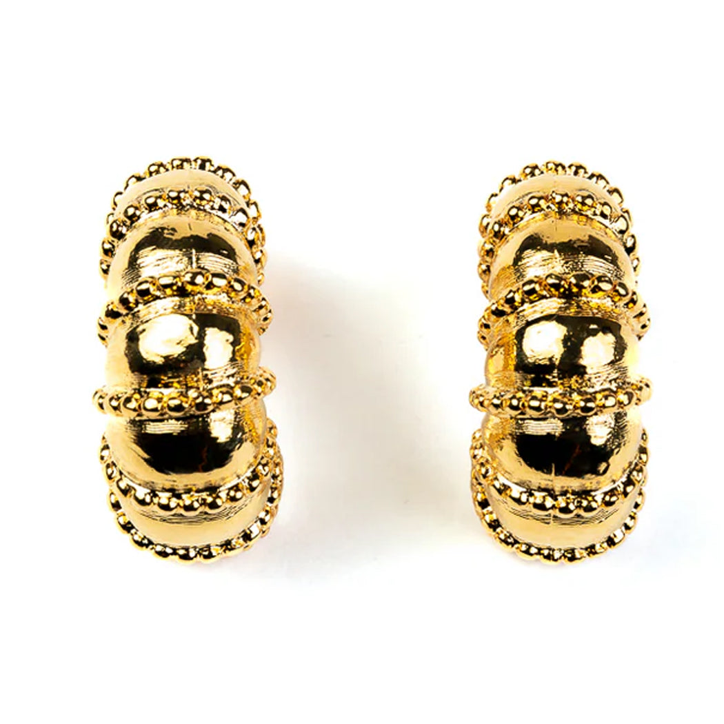 Textured Gold Hoop Clip Earring