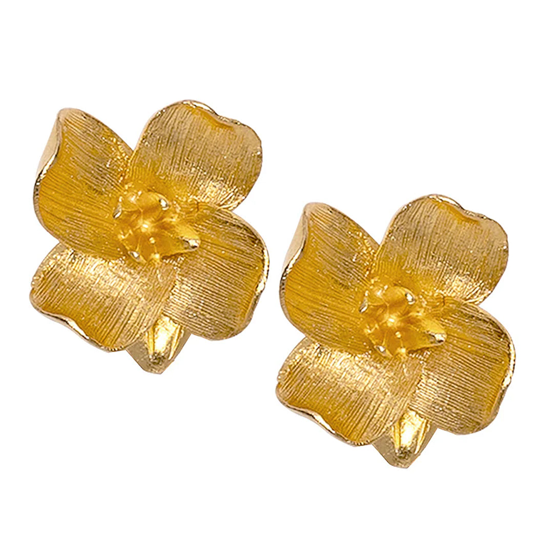 Gold Flower Pierced Earring
