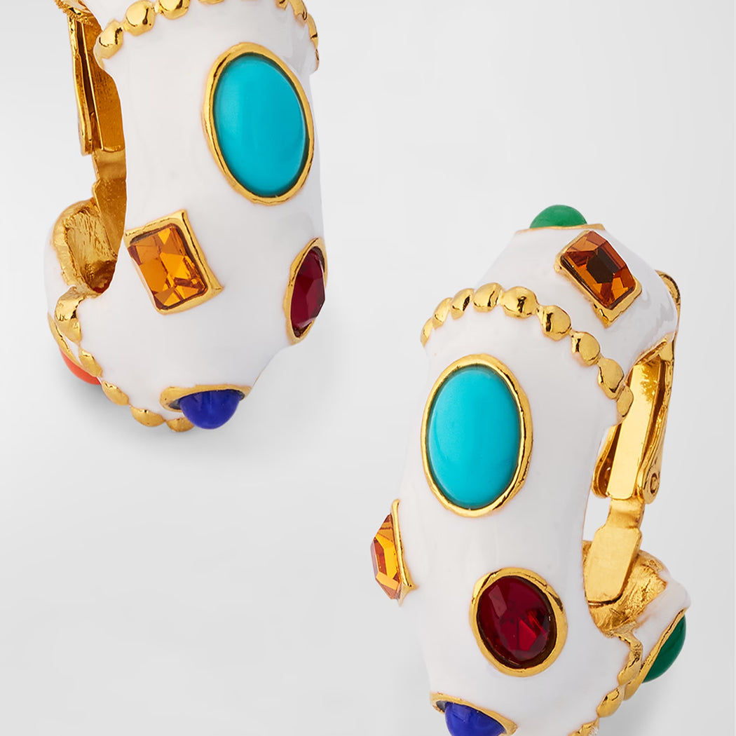 Multi Gem Hoop Clip Earring