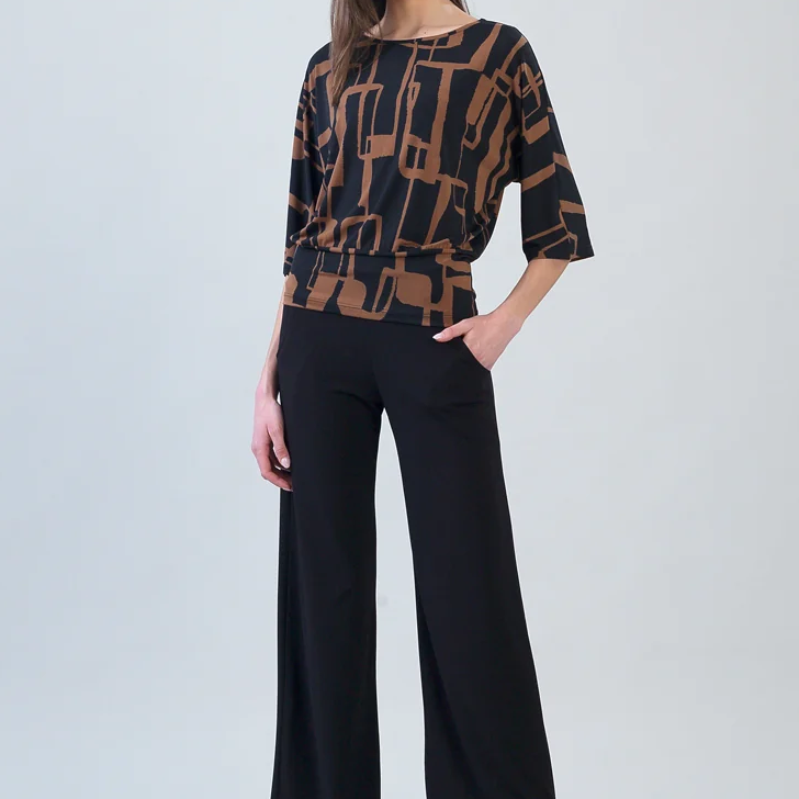 Banded Hem, Elbow Sleeve Top - Geo Link