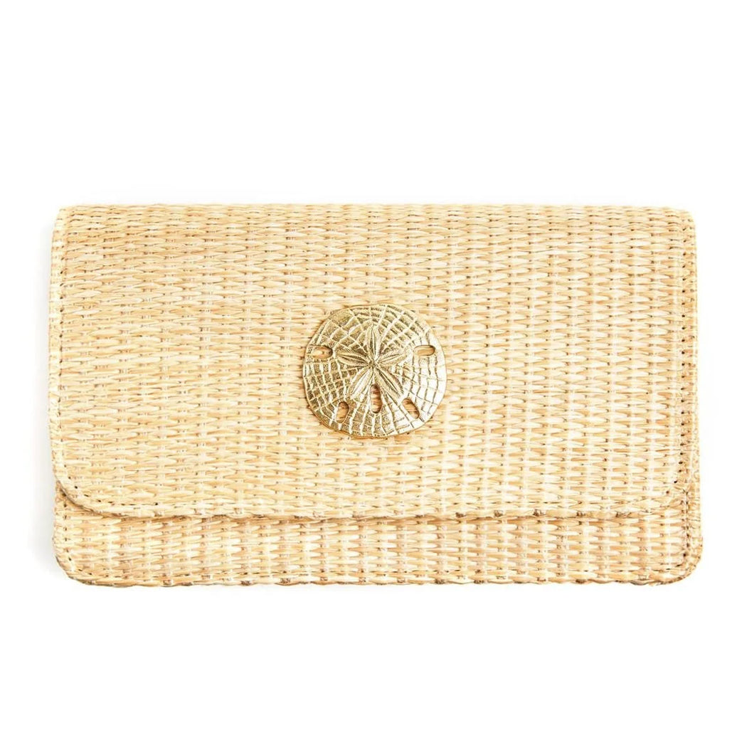 Ruby Straw Clutch with Sand Dollar