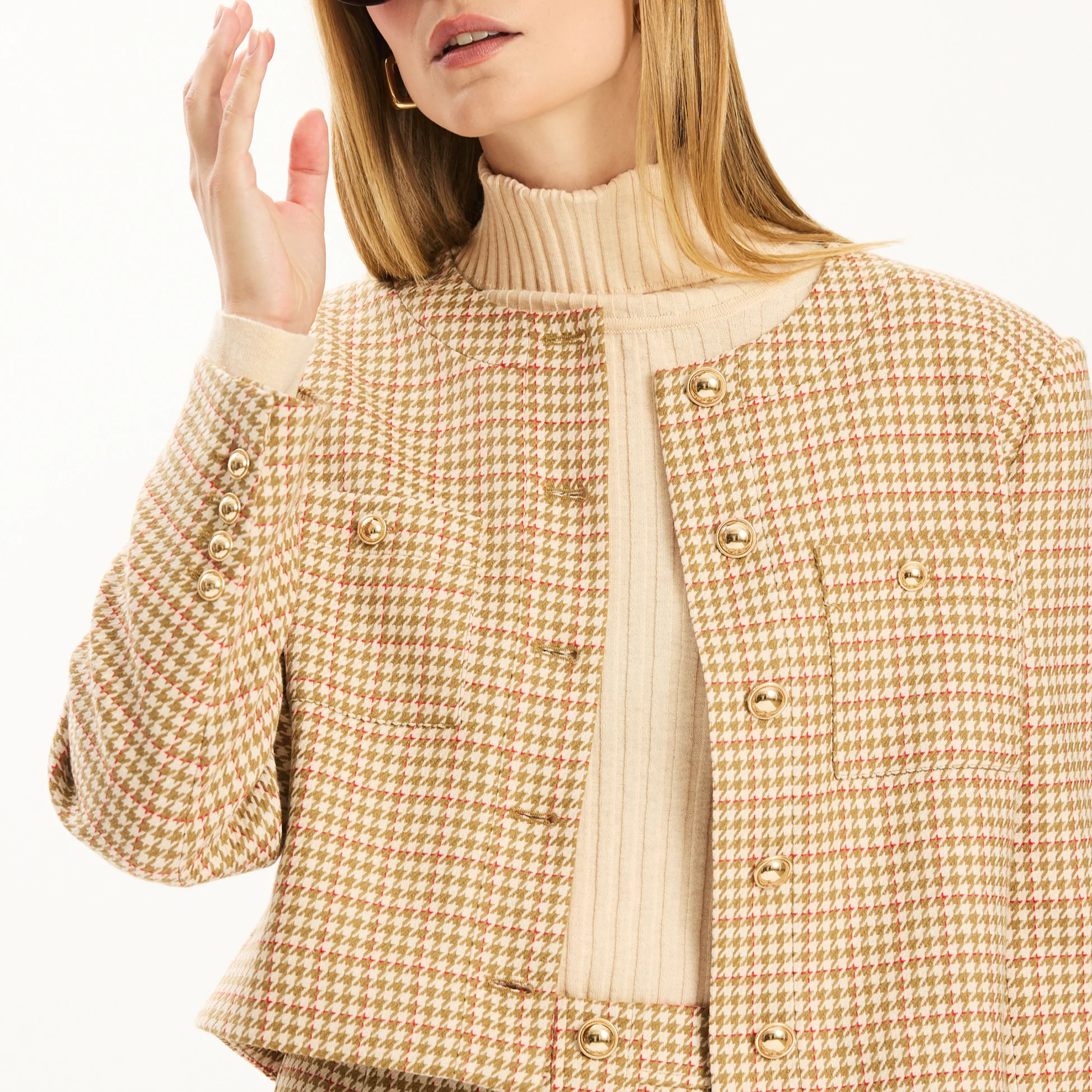 Janice Houndstooth Crop Jacket