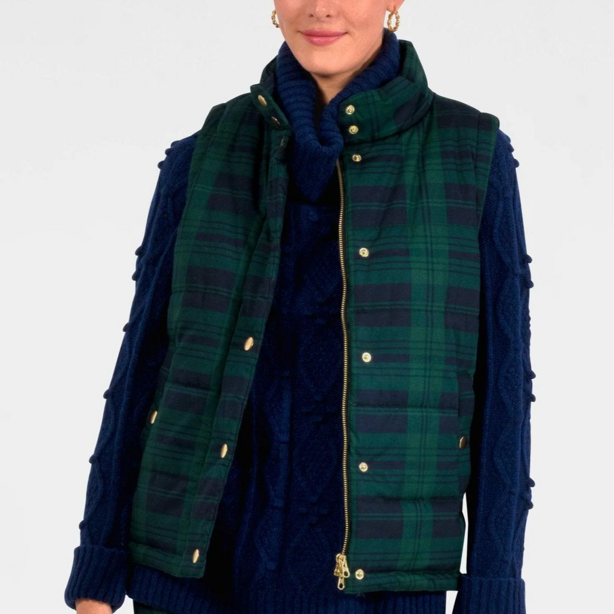 Puffer Vest - Black Watch Plaid