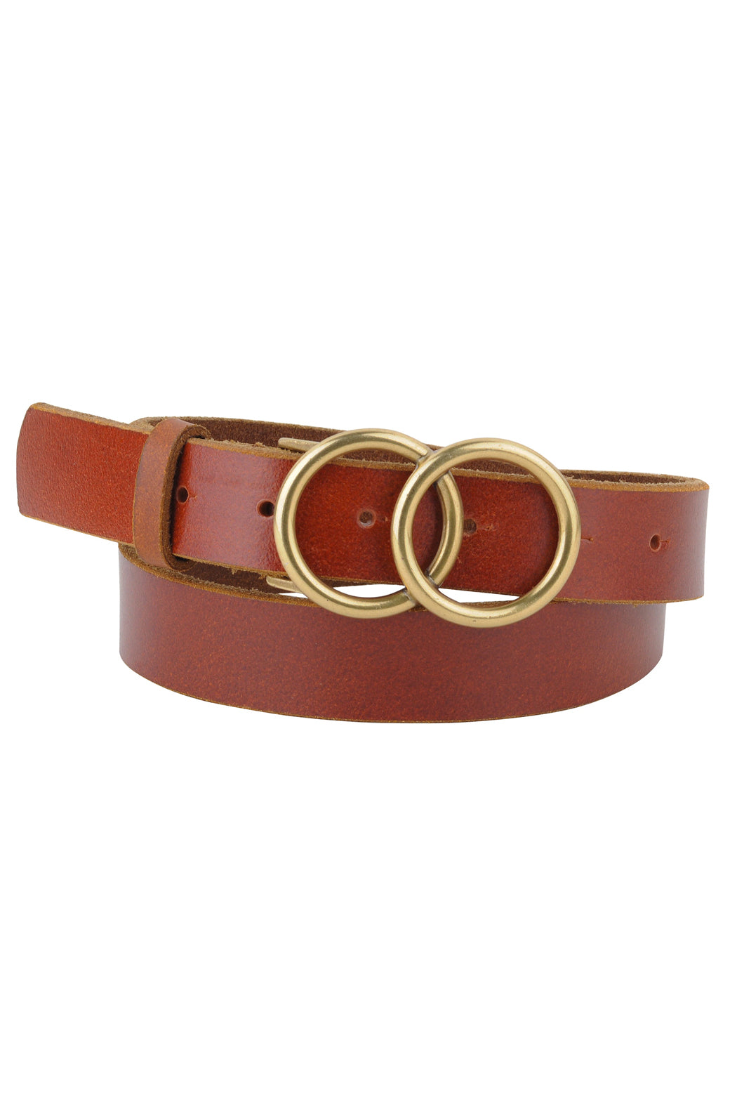 Double Circle Buckle Leather Belt