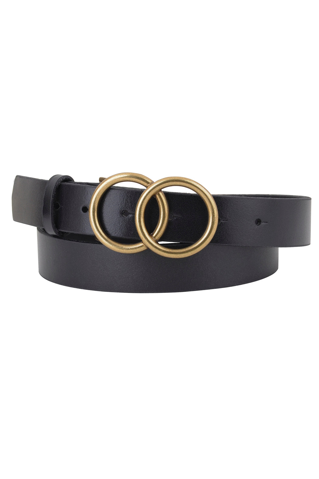 Double Circle Buckle Leather Belt