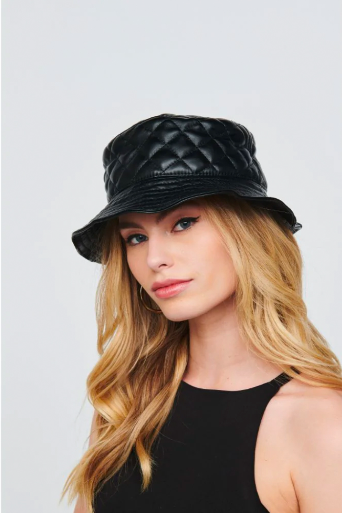 Quilted Vegan Leather Bucket Hat