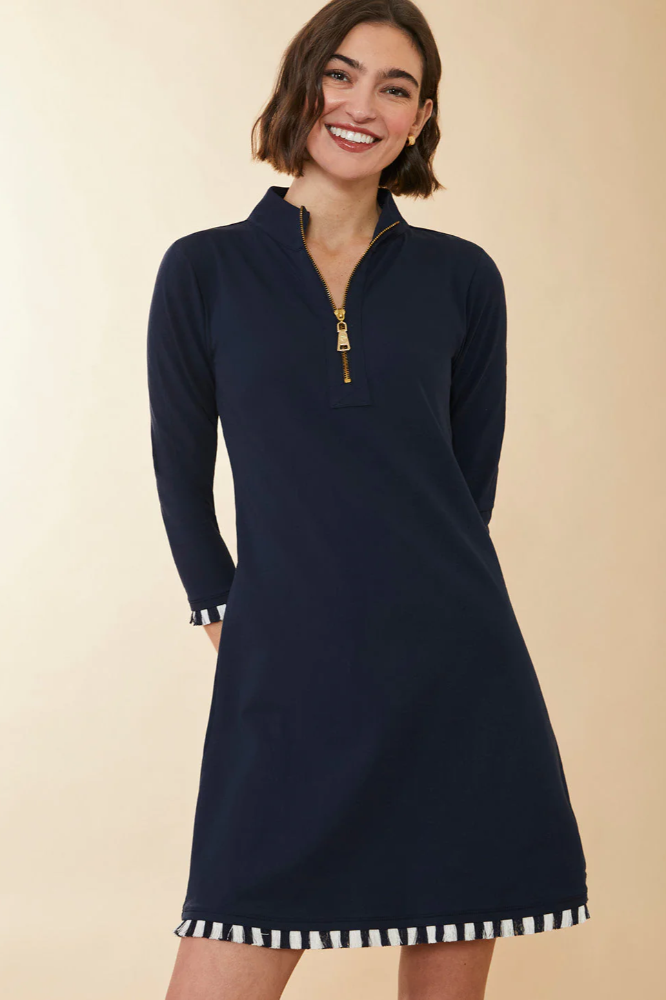 Nora Half-Zip Fringe Dress