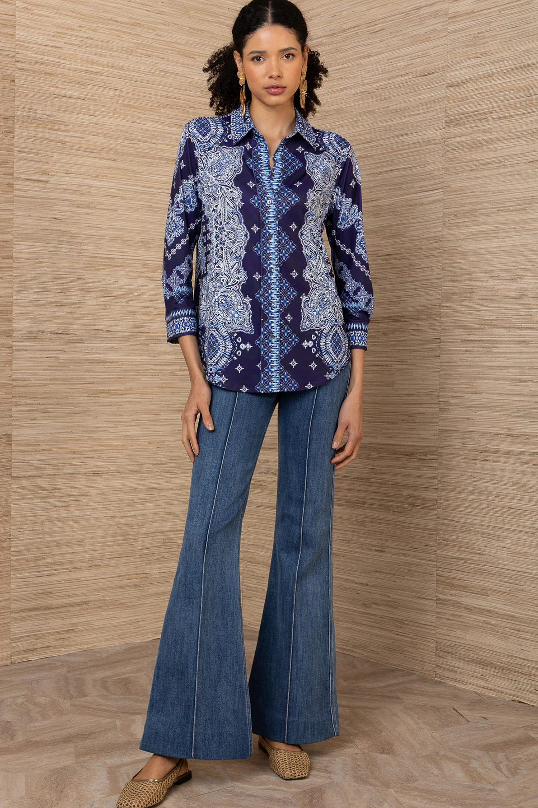 3/4 Sleeve Button Top