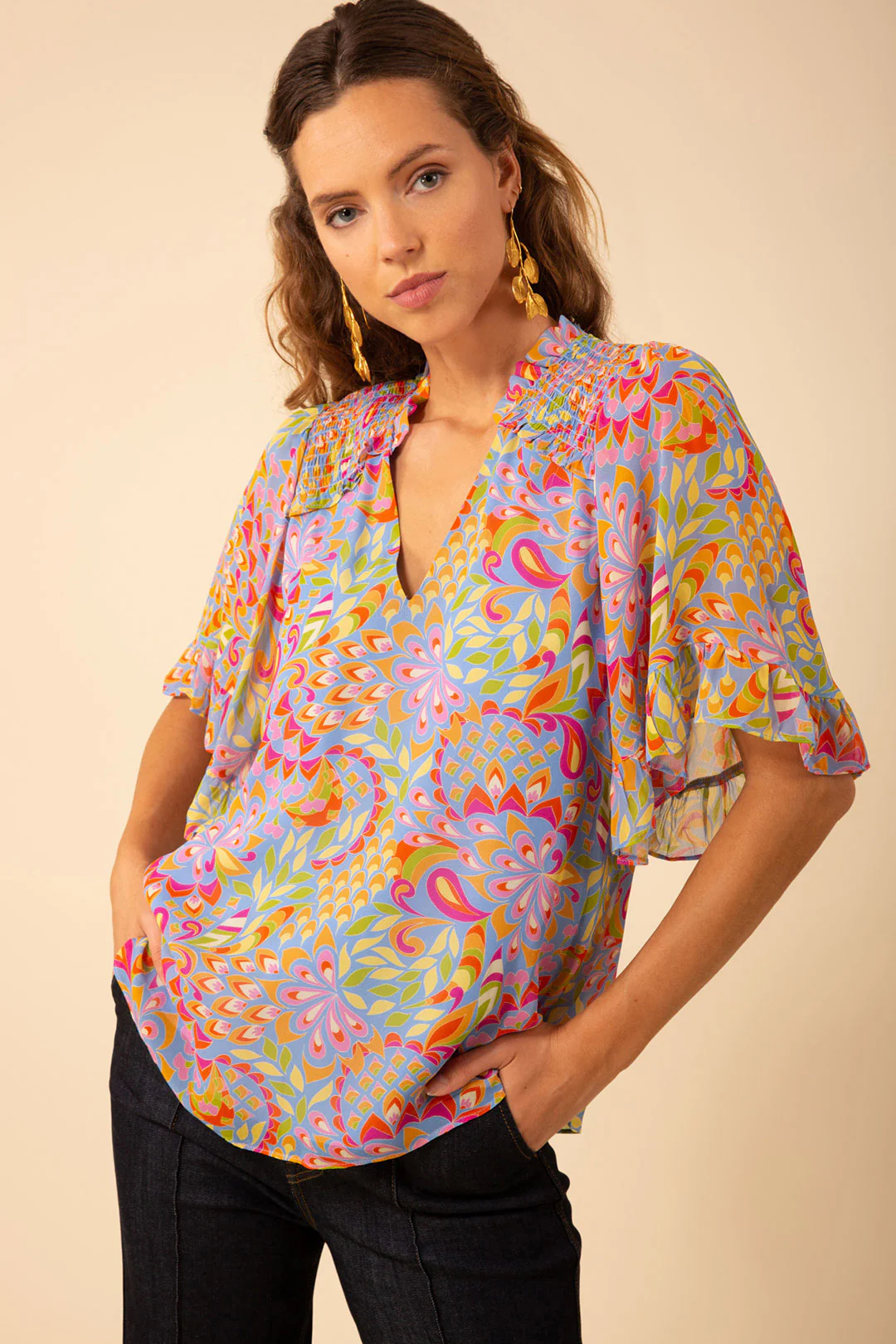 Diana Smocked Georgette Top